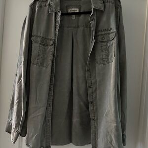 Express Gray Button-Up Shirt